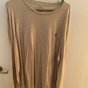 Mens XL Oatmeal color polo long sleeve tshirt.